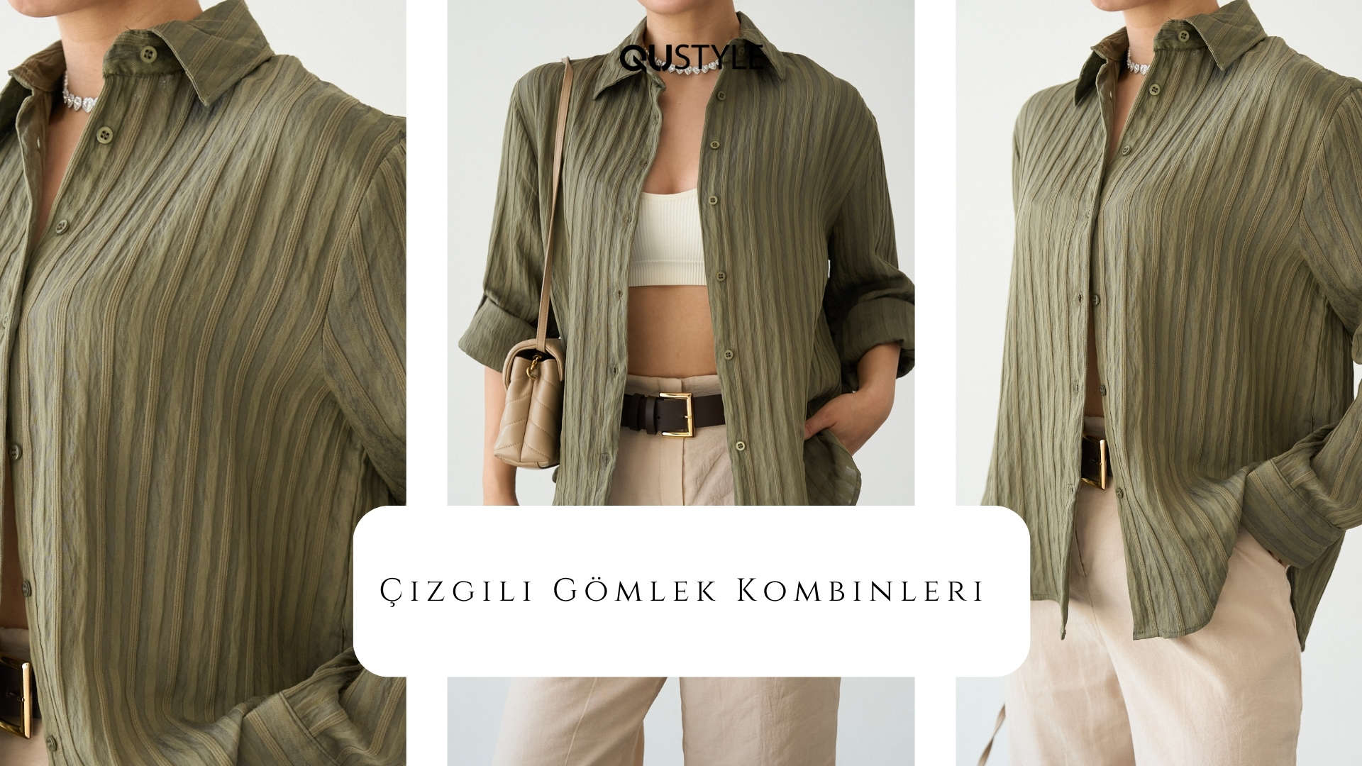 Kadın Çizgili Gömlek Kombinleri