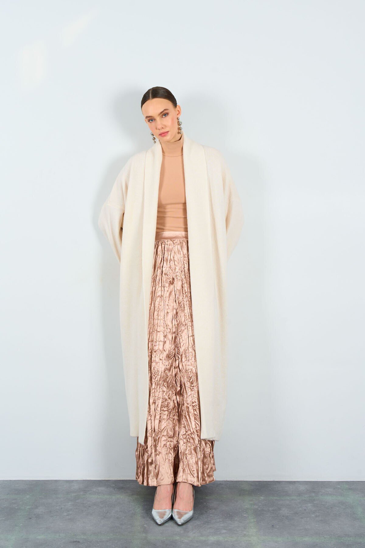 Cream Woman Deka Open Front Knit Cardigan