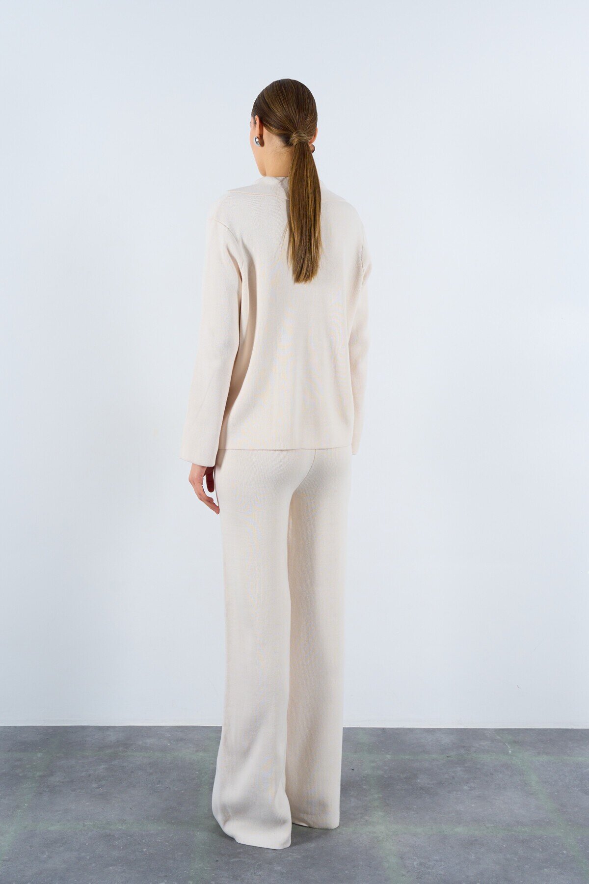 Cream Woman Falia Long Sleeve Knit Cardigan Pant Set