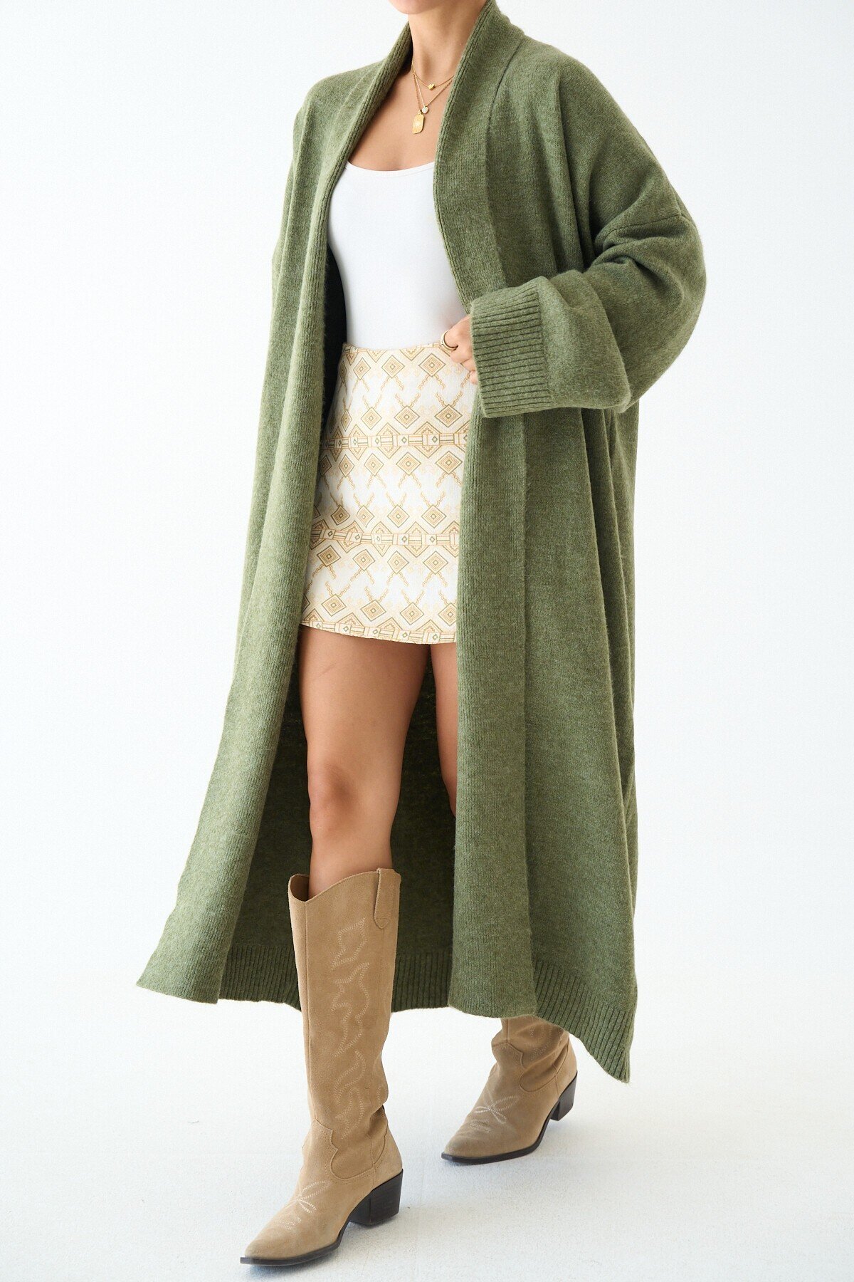 Green Woman Deka Open Front Knit Cardigan