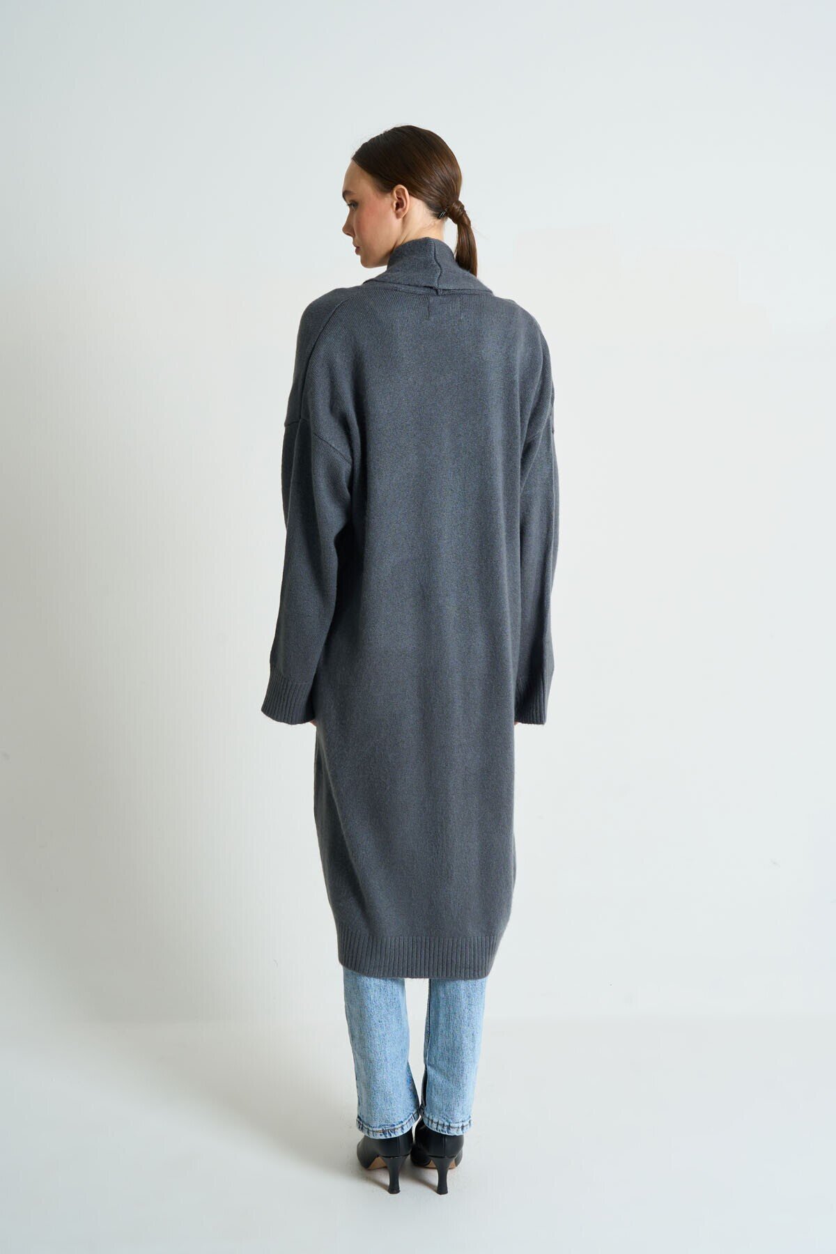 Anthracite Woman Deka Open Front Knit Cardigan