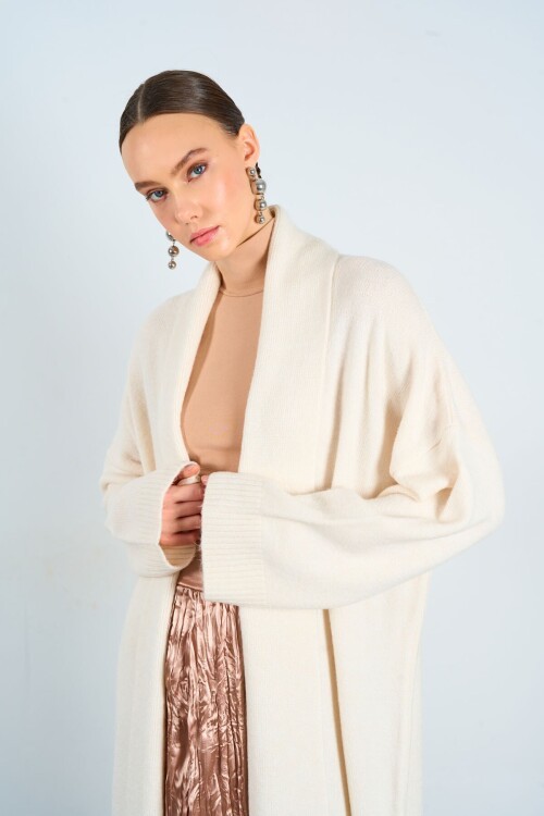 Cream Woman Deka Open Front Knit Cardigan