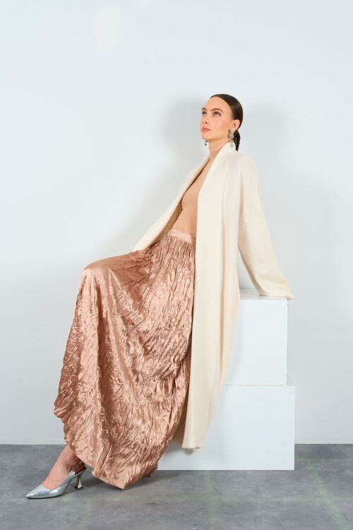 Cream Woman Deka Open Front Knit Cardigan