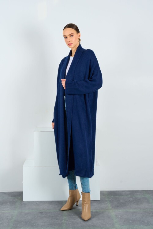 Dark Blue Woman Deka Open Front Knit Cardigan