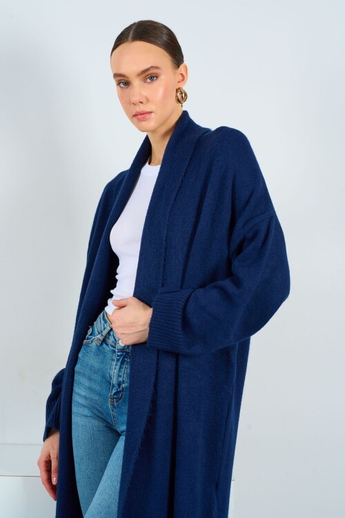 Dark Blue Woman Deka Open Front Knit Cardigan