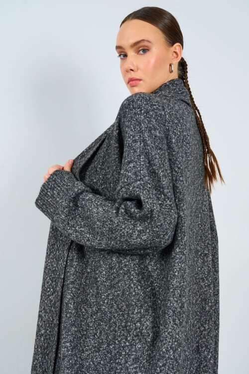 Black Woman Deka Open Front Knit Cardigan