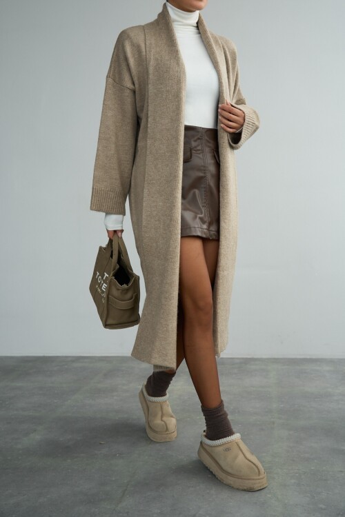 Mink Woman Deka Open Front Knit Cardigan